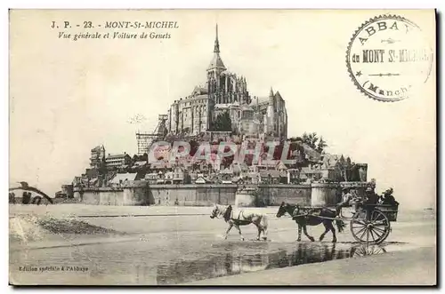 Ansichtskarte AK Mont Saint Michel Vue Generale et Voiture de Genets