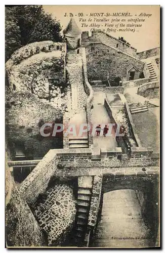 Ansichtskarte AK Mont Saint Michel Abbaye Vue De L escalier Prise En aeroplane Avion