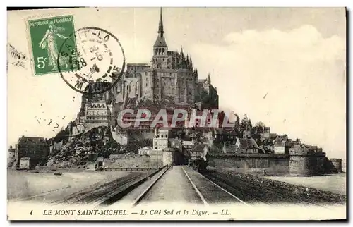 Cartes postales La Mont Saint Michel Cote Sud et la Digue