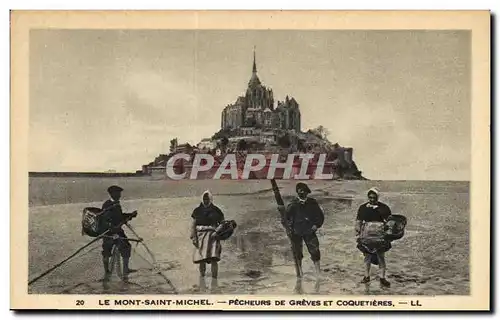 Cartes postales La Mont Saint Michel Pecheurs De Greves Et Coquetieres