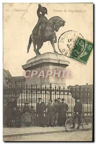 Cartes postales Cherbourg Statue de Napoleon 1er Velo Cycle