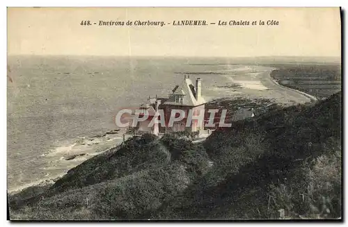 Cartes postales Environs de Cherbourg Landemer Les Chalets et la Cote