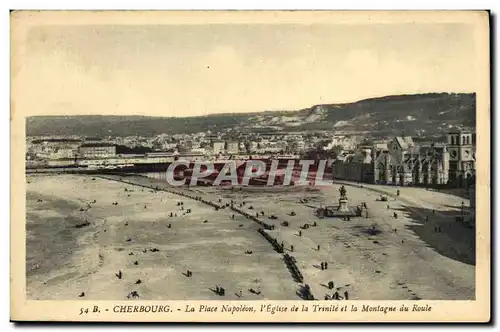 Cartes postales Cherbourg La Place Napoleon L Eglise de la Trinite et la Montagne