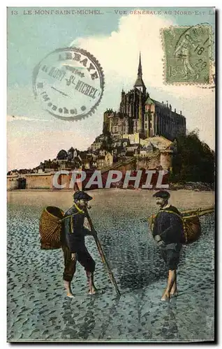 Cartes postales Mont Saint Michel Vue generale au Nord Est Pecheurs