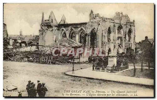 Cartes postales Peronne L eglise detruite par les allemands Militaria