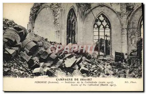 Cartes postales Peronne Interieur de la Cathedrale Mars 1917 Militaria