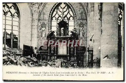 Cartes postales Peronne Interieur de l eglise Saint Jean incendiee par les Boches Militaria