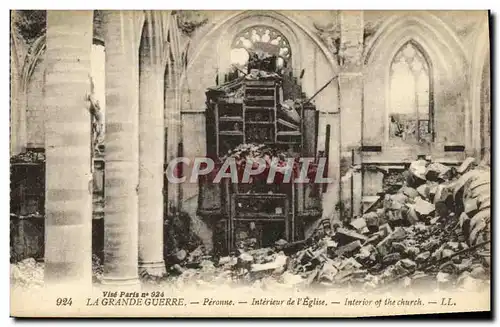 Ansichtskarte AK La Grande Guerre Peronne Interieur de L Eglise Militaria