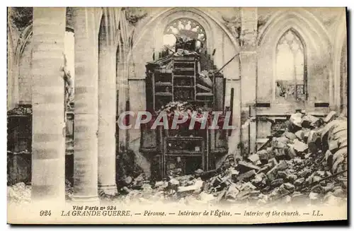 Cartes postales La Grande Guerre Peronne Interieur de L Eglise Militaria