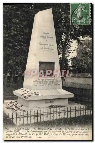 Cartes postales Abbeville Monument du chevalier de la Barre