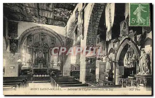 Cartes postales Mont Saint Michel Interieur de L Eglise paroissiale La nef