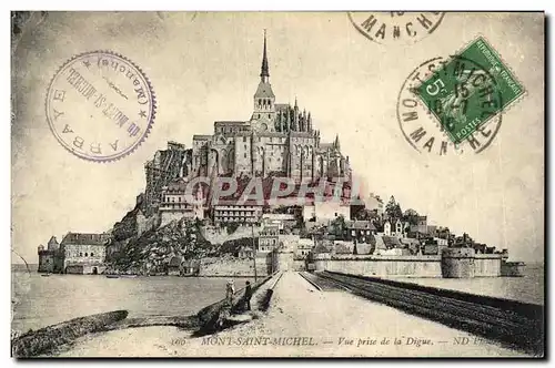 Cartes postales Mont Saint Michel Vue prise de la Digue