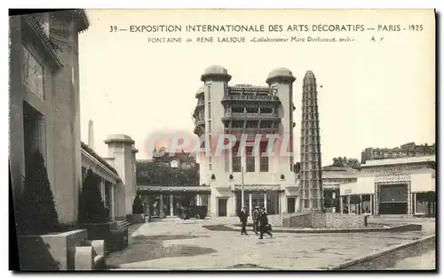 Cartes postales Exposition Internationale des Arts Decoratifs Paris 1925 Fontaine Rene Lalique