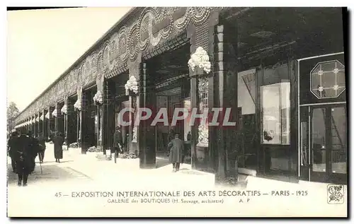 Cartes postales Exposition Internationale des Arts Decoratifs Paris 1925 Galerie des Bouthiques