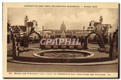 Cartes postales Exposition des Arts Decoratifs Modernes Paris 1925 Bassin de Nympheas