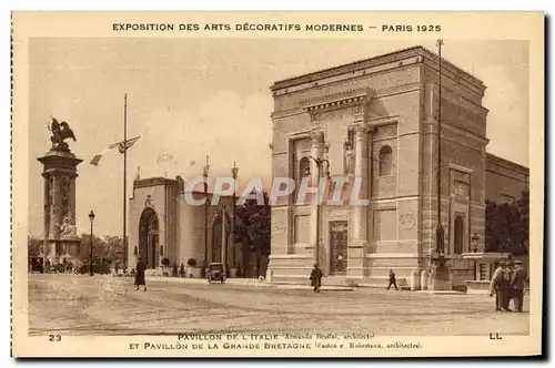 Cartes postales Exposition des Arts Decoratifs Modernes Paris 1925 Pavillon de l Italie et pavillon de la Grande