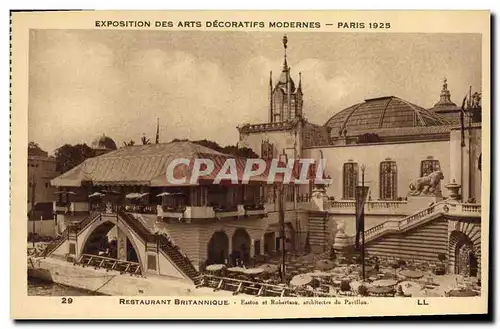 Cartes postales Exposition des Arts Decoratifs Modernes Paris 1925 Restaurant Britannique