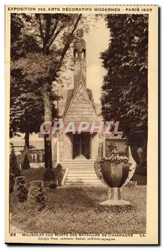 Cartes postales Exposition des Arts Decoratifs Modernes Paris 1925 Mausolee aux Morts des Batailles de Champagne