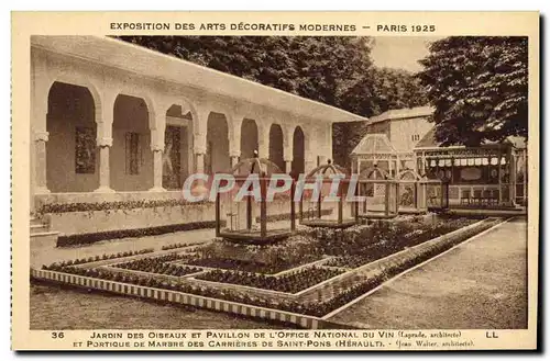 Cartes postales Exposition des Arts Decoratifs Modernes Paris 1925 Jardin des Oiseaux et Pavillon de l Office Na