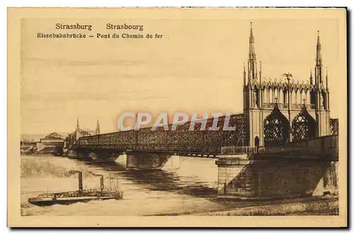 Cartes postales Strassburg Pont du Chemin de fer Bateau