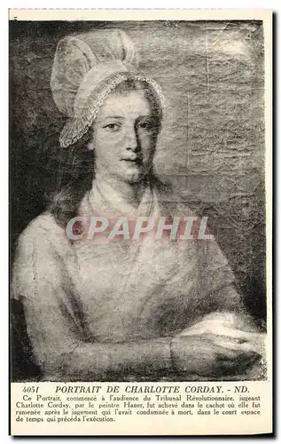 Ansichtskarte AK Revolution Francaise Portrait de Charlotte Corday