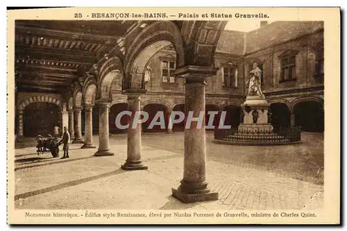 Cartes postales Besancon les Bains Palais et Statue Granvelle