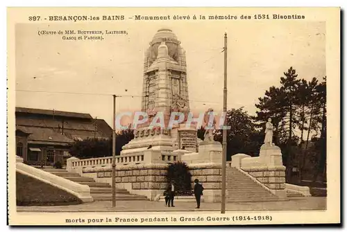 Ansichtskarte AK Besancon les Bains Monument eleve a la memoire des 1531 bisontins morts pour la France Militaria