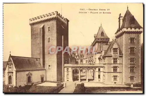 Cartes postales Pau Chateau Henri IV Donjon Facade Et Entree