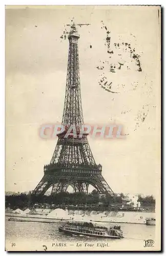 Cartes postales Paris La Tour Eiffel Peniche Bateau