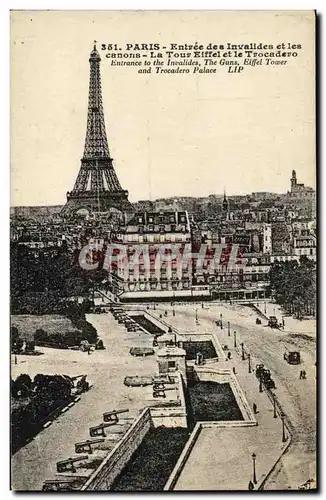 Ansichtskarte AK Paris La Tour Eiffel Entree des Invalides et les canons Trocadero