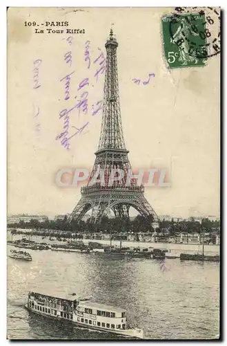 Ansichtskarte AK Paris La Tour Eiffel Bateau Peniche