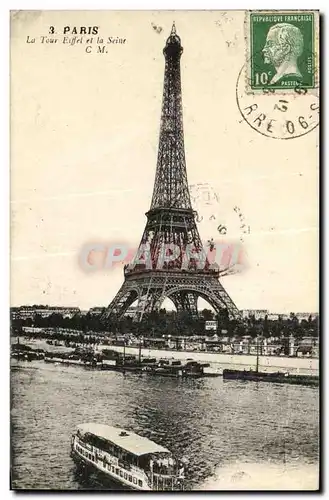 Ansichtskarte AK Paris La Tour Eiffel Bateau Peniche