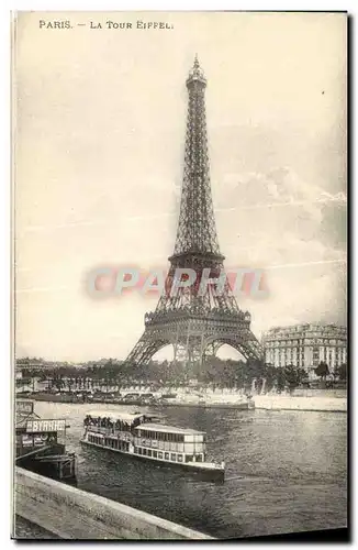 Cartes postales Paris La Tour Eiffel Bateau Peniche