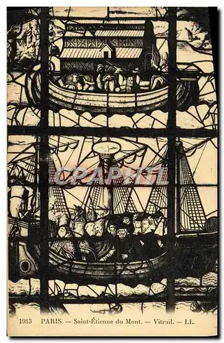 Cartes postales Paris Saint Etienne du Mont Vitrail Bateau