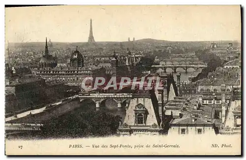 Cartes postales Paris Vue des Sept Ponts Prise de Saint Gervais tour Eiffel