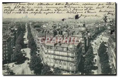 Cartes postales Paris Panorama pris de la place de la Bastille