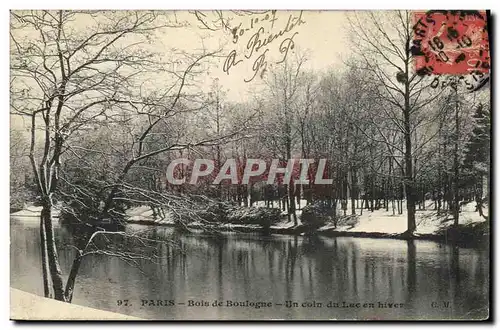 Cartes postales Paris Bois de Boulogne Un Coin du Lac en hiver