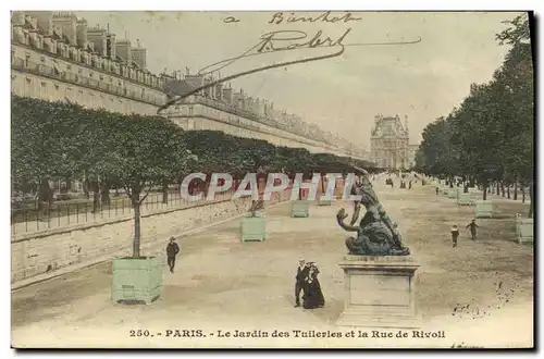 Cartes postales Paris Le Jardin des Tuileries et la Rue de Rivoli