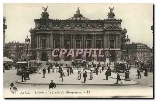 Cartes postales Paris L Opera et la Station du Metropolitain