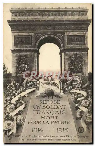 Ansichtskarte AK Paris La Tombe du Soldat Inconnu Sous L Arc de Triomphe Militaria