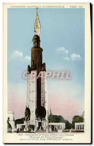 Ansichtskarte AK Paris Exposition Coloniale Internationale 1931 Monument des Forces d Outremer Militaria