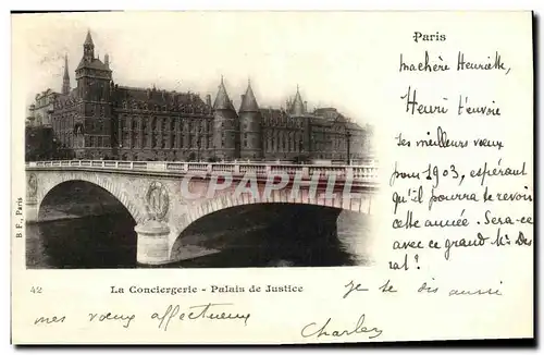 Cartes postales Paris La Conciergerie Palais de Justice