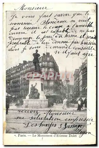 Ansichtskarte AK Paris Le Monument d Etienne Dolet