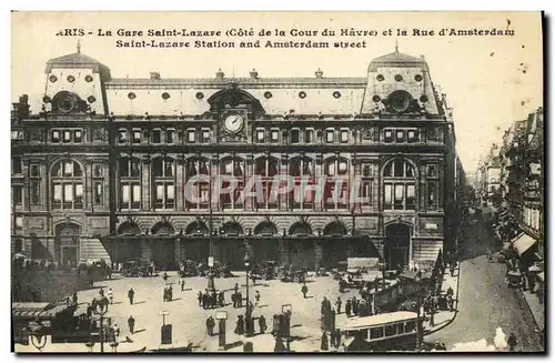 Cartes postales Paris La Saint Lazare de la Coure du Havre et la Rue Amsterdam