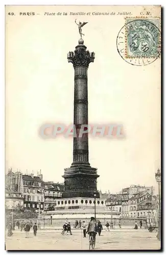 Cartes postales Paris Place de la Bastille et Colonne de Juillet