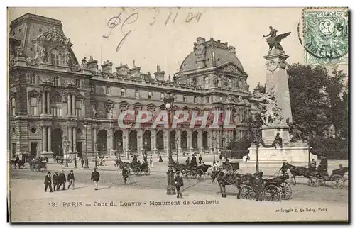 Ansichtskarte AK Paris Cour du Louvre Monument de Gambetta