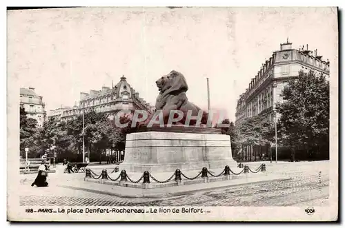 Ansichtskarte AK Paris La Place Denfert Rochereau Le lion de Belfort