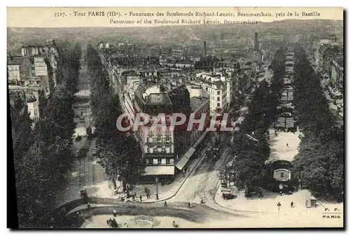 Cartes postales Paris Panorama des Boulevards Richard Lenoir Beaumarchais Pris de la Bastille