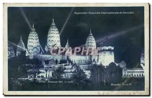 Cartes postales Paris Exposition Coloniale Internationale Angkor Vat La nuit