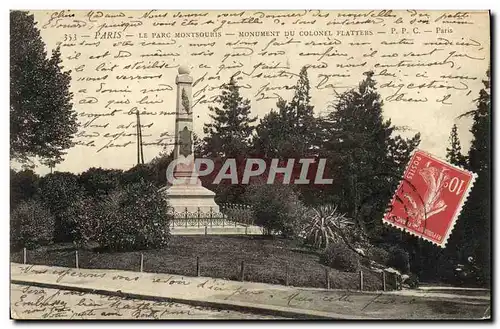 Cartes postales Paris Le Parc Montsouris Monument du Colonel Flatters